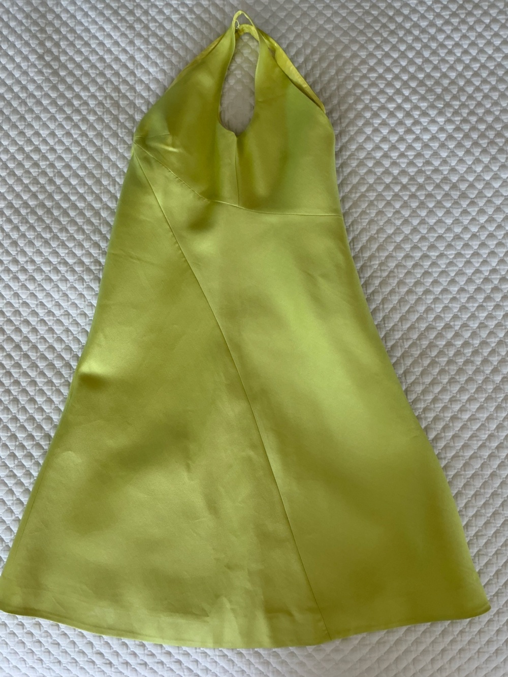J.Crew Chartreuse Silk Blend Lime Green Sleeveless V-Neck Cocktail Dress 8 - Picture 10 of 15
